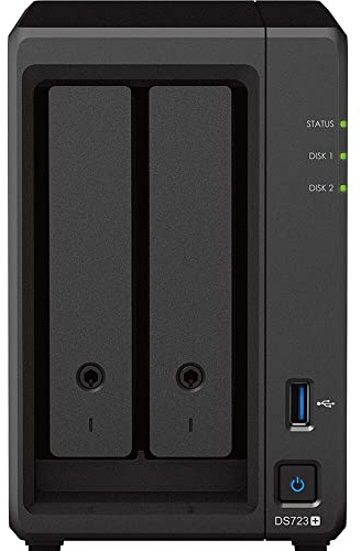 Synology DiskStation DS723+ NAS Server with Ryzen 2.6GHz CPU, 32GB Memory, 24TB HDD Storage, 1TB M.2 NVMe SSD, 2 x 1GbE LAN Ports, DSM Operating System