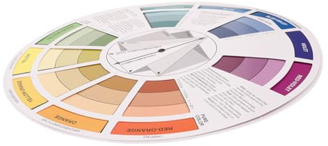 jojofuny International Standard Rotatable Color Wheel Paint Mixing Guide for Artists Painters Nail Designers Gradient Chart with Design and Color Blending Instructions for Creative Learning