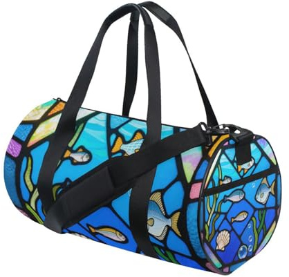 Multifunktionale große Reisetasche aus Edelstahl, Fischblau, bunt, für Wandern, Fitnessstudio, Seesack