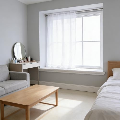 XUEQXUE Rideaux Voilage 80 x 180 cm Translucide, Bloquer, Anti-UV, Separation, Lumiere, Lumière Filtrer Souple Demi Voilages à Passe-Tringle pour Salon, Balcon, Chambre, Blanc