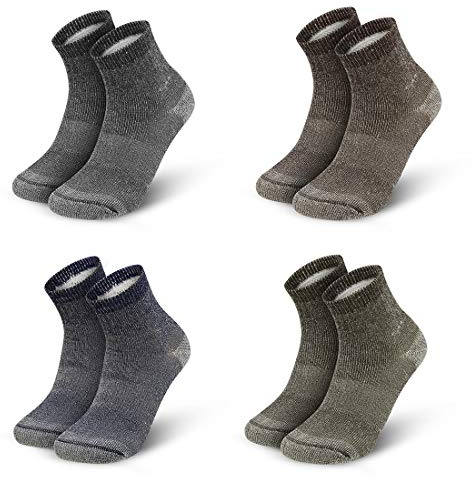 Vihir Men's Antimicrobial Thermal 80% Merino Wool Athletic Crew Socks, 4 Pairs