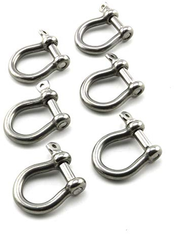 heyous Lot de 6 manilles d'ancrage à vis en acier inoxydable de 1,27 cm, 5 mm, très résistantes, en forme d'arc, pour chaînes, câblage, paracorde, camping, survie, bracelets