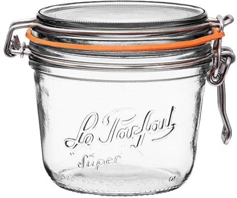 Le Parfait Super Terrine 500mL (16oz) Zero Waste Eco-Friendly Glass Canning Jar, Airtight Rubber Seal & Wire Bail Lid, BPA-Free, Water Bath Safe for Food Storage & Preserving, Made in France
