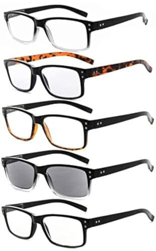 Eyekepper 5er-Pack Lesebrille für Männer Inklusive Lese-Sonnenbrille Federscharniere Klassische Leser +1,50