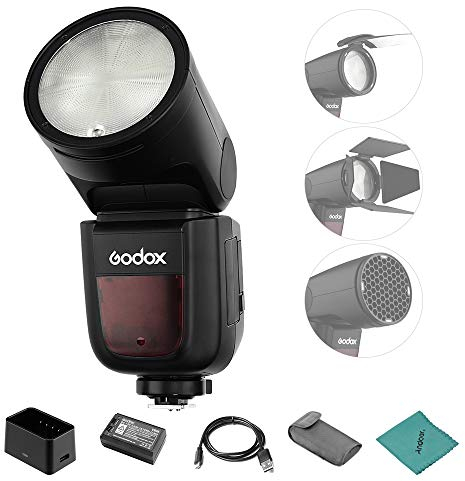 Godox V1N Professionelles Blitzgerät Speedlite Speedlight Rundkopf Wireless 2.4G Fresnel Zoom Kompatibel mit Nikon D5300 D750 D850 D7100 Z7Cameras Camcorder