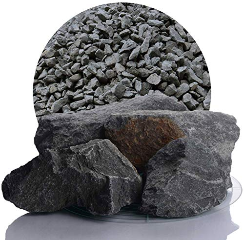 Schicker Mineral Grauwacke Gabionensteine anthrazit 60-150 mm 25 kg, witterungsbeständige Bruchsteine aus Deutschland, Steine als Füllmaterial für Gabionen, Gabionenzäune, Gabionensäulen, Sichtschutz