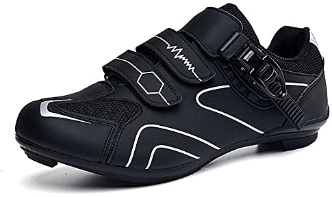 Herren Fahrradschuhe Damen Professionelle Rennradschuhe Kompatibel mit SPD und Look Delta Cleats Indoor Peloton Fahrradschuhe, Schwarz - schwarz grau - Größe: 37/38 EU