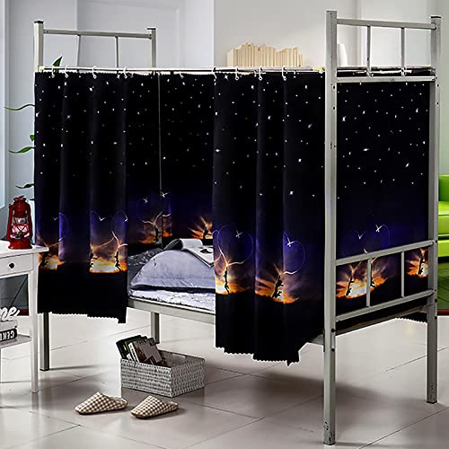 FakeFace 2pcs 1.2m(H) Bettvorhang Vorhang Hochbett Schlafzelt Staubdicht Bett Zelt Vorhang Kinderbett Etagenbett Schlaf Privatsphäre Vorhänge für Studentenwohnheim Kinderzimmer,Himmelskörper-Muster