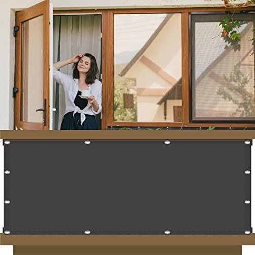 blickdichte Balkonumspannung 95 x 250 cm Staubschutz Sonnenschutz Schattensegel HDPE aus Starken Material für Seite den Balkon Garten Terrasse, Dunkelgrau