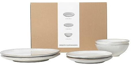Broste Copenhagen Nordic Sand 80019819 Service de table pour deux personnes en grès, passe au lave-vaisselle et au micro-ondes Beige