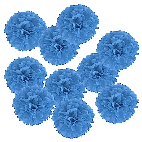 PATIKIL 6 Fazzoletto Pom Poms Fiori, 10pz Carta Fiore Palla per Matrimonio Sposa Doccia Compleanno Addio Nubilato Festa Sfondo Decorazione, Blu