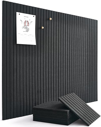 VIVELDA Large Bulletin Board 48x36 - Office Wall Organizer to Replace your Old Cork Boards for Walls for Office Decor - 12-pack Felt Wall Panels for Use in Home Office Decor, Classroom Decor (Black)