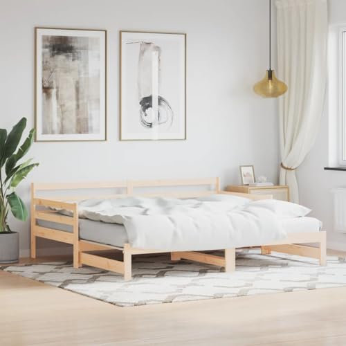 ZEYUAN Tagesbett Ausziehbar 90x200 cm Massivholz Kiefer, Schlafsofa, Daybed, Bettsofa, Sofa Bed, Sofabett, Schlafcouch, Jugendbett, Bettgestell, Bettcouch - 836147