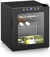 SEVERIN WKS 8907 Vinoteca para 15 Botellas, 46 L, Temperatura: 5° y 18°C, Nivel Ruido 43 dB(A), Puerta de Cristal con Marco de Plástico y 2 Rstantes Cromados, 1 de Ellos Regulable en Altura, Negro