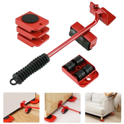 Ruote per Mobili Rosse, Ruote per Mobili Multifunzione, Tuta per Ruote da Trasporto, Ruote per Mobili per Carichi Pesanti, con 4 Ruote Sicure, per Il Trasporto di Mobili