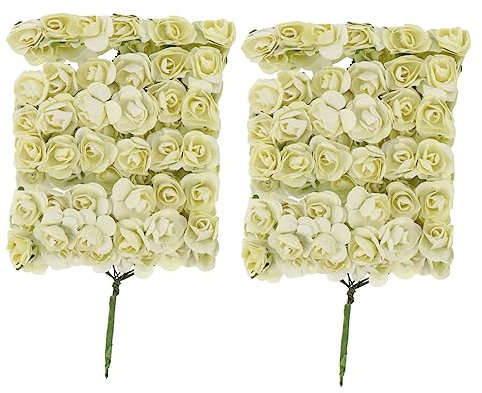 OUNONA 144 STK Rose aus Papierblume Papierblumen Mini-künstliche Blumen Hochzeitsdekoration Mini-Blumenstrauß Sammelalbum Rosenblüten aus Papier Simulationsblumen Kranz