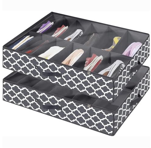 RYJYQYX Unterbett Aufbewahrung Foldable für Schuhe Aufbewahrung, Unterbettbox mit transparenter Deckel, Faltbare Aufbewahrungsbox Unterbett-Organizer Für Kinder Und Erwachsene,A-2Pcs