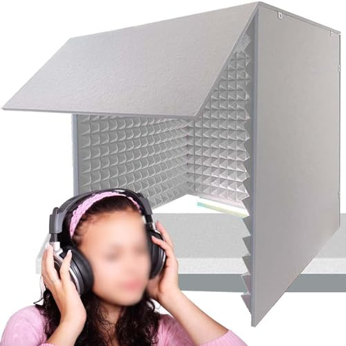 Generisch Tragbare Tonaufnahme Vocal Booth Box Schalldichte Kabine Gesangskabine Schaumstoffplatten Mikrofon Schallschutz Akustikschaumplatte Für Desktop Studio Gesangs Audio,Grau,80x80x80cm