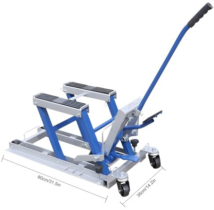 Hydraulic Lift Motorcycle Jack Motorbike Stand Atv Quad Assembly Jack Mounting Trestle Folding for motorcycle repair use in the garage or motorcycle repair store Floor Mount 680KG