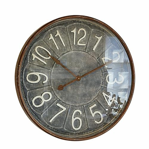 Loberon Uhr Braxton, Zauberhafter Vintage-Charme, Harmonische Farben, Antik-Look, Wanduhr, Wanddekoration, Zeitmesser, Eisen, Glas, antikgrau