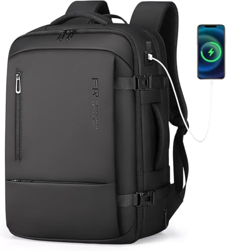 FENRUIEN Erweiterbarer Laptop Rucksack 17.3 Zoll Business Rucksack Herren 34-46L Rucksack für Herren und Damen Mädchen Teenager mit Laptopfach USB-Ladeanschluss