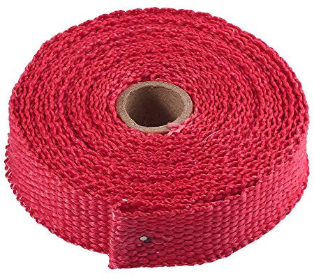 Auspuffband，Hitzeschutzband Auspuff 5 mt Auto Motorräder Auspuffrohr Wärmewickelverteiler Deckel Temperatur Baumwolle Isolierung Wärmegewebe Edelstahl Zip Krawatten(Red)