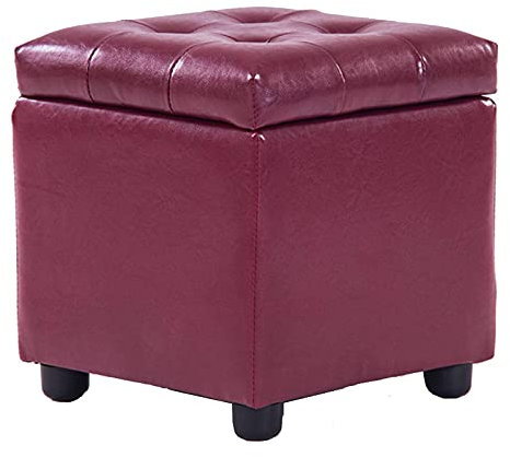 Ottomane im europäischen Stil, Aufbewahrungsbox aus Leder, vielseitig verwendbarer Aufbewahrungswürfel, Fußhocker, Sitzhocker aus Holz, geeignet für Büro, Wohnzimmer, Schlafzimmer-35x35x35c