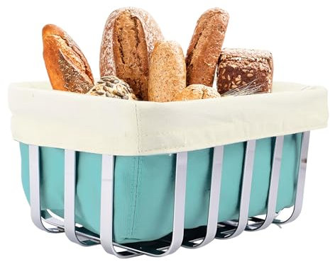 Aipeeo Brotkorb,Brötchenkorb,Brot Aufbewahrungsbox,Brotbeutel,Brotaufbewahrung,Kitchen Korb für Brot,Modern,Kohlenstoffstahl,Brotkasten,Brotbehälter,Wiederverwendbare Brotbeutel,Brotsack Pfauengrün