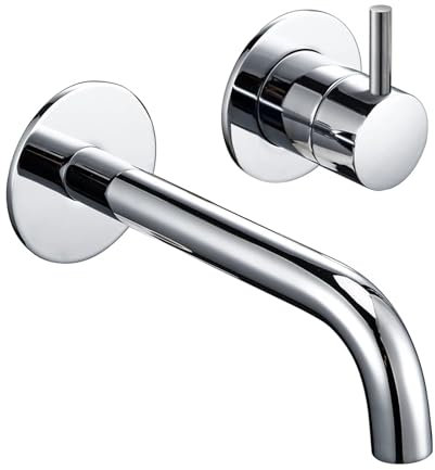 Grifo de lavabo de baño de tipo mixto de agua fría y caliente montado en cubierta moderna con manija de palanca de soporte único de latón(Polished Chrome)