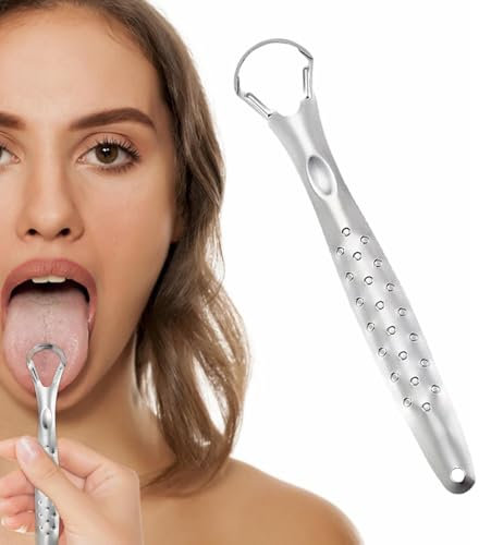 Rascador de lengua, raspador de lengua de acero inoxidable, raspadores de lengua de metal, limpiador de lengua para adultos, raspado de lengua para un aliento más fresco y una boca saludable