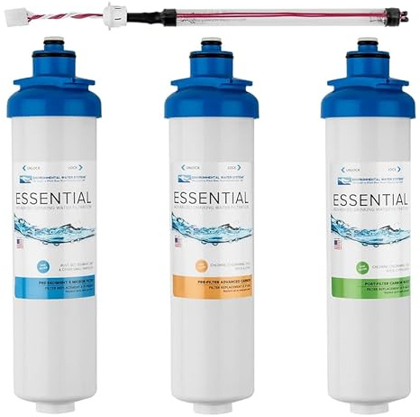 Essential Water Systems Replacement Filter Set for DWS-UV Model, 3-Stage Carbon Filtration