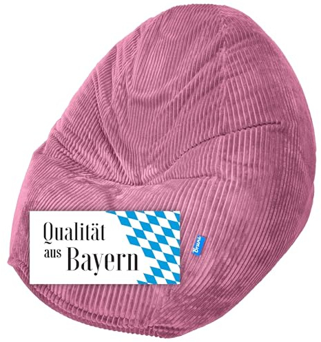 Bruni Classico Cord L i rosa – XXL sittsäck för inomhus med fyllning, inomhus sittsäck från Tyskland