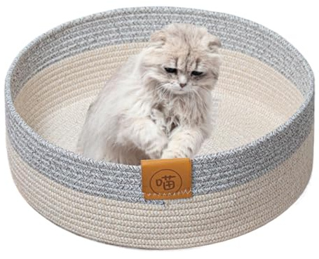 Cuccia per gatti | Nid da grattare in cotone per animali domestici, tappetino da tavola da grattare per gatti al coperto, cestino per tappeti per animali domestici in corda di cotone per dormire