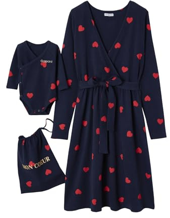 ENVIE DE FRAISE Kit Maternité Mon Coeur Chemise de Nuit Grossesse + Body bébé + pochon Marine 38/40