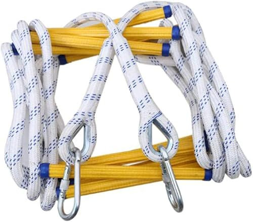 LUMSGN Échelle de Corde, échelles de Secours pour Maisons de 3 à 4 étages, échelle de Corde d'évacuation d'urgence, échelles de sécurité de 10 m (32 pi) avec mousquetons, Harnais de sécurité, échel