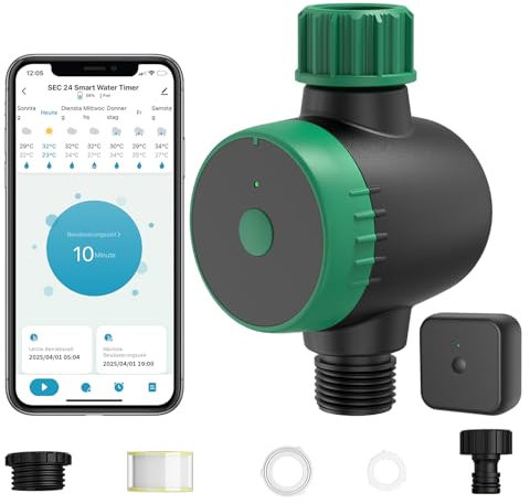 SEC 24 Bewässerungscomputer WLAN, Bewässerungsuhr Smart mit Wi-Fi Hub und APP Fernsteuerung,Automatischer Bewässerungstimer für Garten,Alexa Sprachsteuerung Wasserhahn Zeitschaltuhr