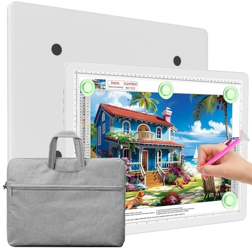 Elice Magnetic A3 Light Board with Bag for Diamond Painting, Tracing LED Light Box with Side Buttons, Super Bright Diamond Art Light Pad, Light Table for Drawing, Sketching, Weeding Vinyl - White
