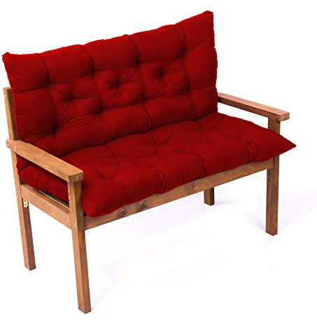 Dickes, rotes Sitzkissen für den Außenbereich, Loveseat, Schaukelbank mit Rückenlehne, 150 x 100 x 8 cm, bequemes Sitzkissen für Garten, Terrasse, Möbel, langlebig, wetterbeständig