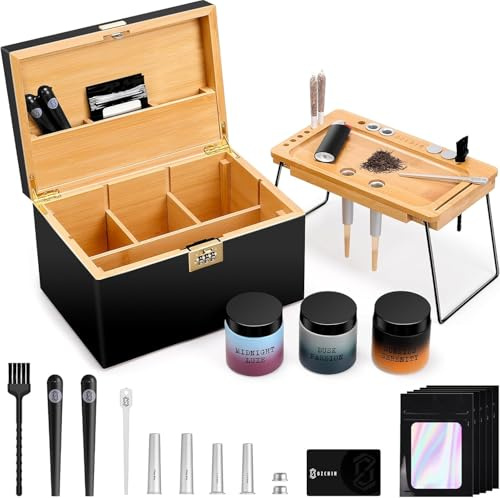 OZCHIN Large Bamboo Box with Foldable Tray, Combination Lock 2026 Decorative box for Home Great Gift Choice Storage Lockbox with Storage Jar, Gifts for Men Women