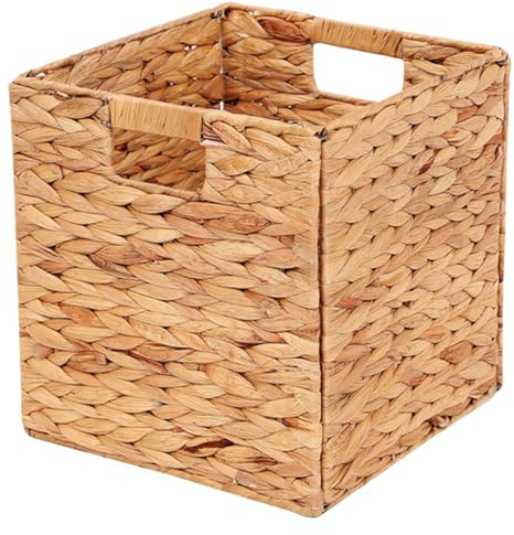 Jorzer Cubes de rangement en osier 30,5 x 30,5 x 30,5 cm, paniers de rangement pliables en jacinthe d'eau avec poignée pour organiser les cubes en osier