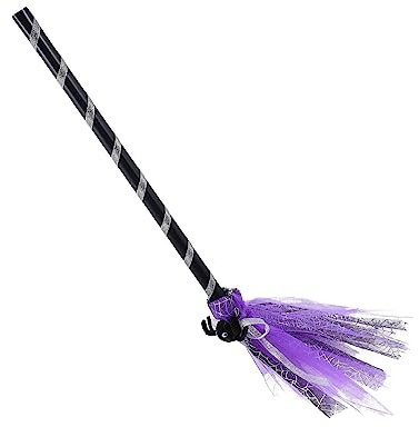 Hemobllo Escoba de Bruja Halloween Decoración Morada para Cosplay y Fiestas Accesorio Práctico y Resistente para Disfraces y Ambientación Temática
