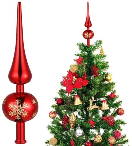 CLISPEED Weihnachtsbaumtopper Stern Rot Mit Pailletten Kunststoff Christbaumspitze 6X9X6 Zoll Weihnachtsbaumdekoration FüR Festliche Weihnachten Und Weihnachtsfeier
