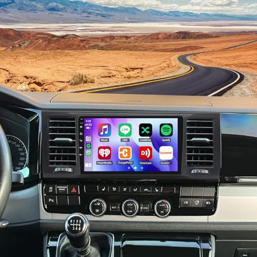 Surakey 2+32G Android 13 Radio de coche para VW T6 Transporter Multivan 2016-2022 con CarPlay inalámbrico Android 9 pulgadas Radio de coche con Bluetooth WiFi FM/RDS SWC Mirror Link + Cámara de visión