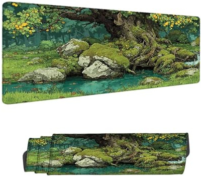 Mousepad Grün Mauspad XXL 1500 x 800 mm Verlängertes Schreibtischauflage mit Rutschfester Gummibasis, mit Nähten an den Rändern Wassxerdicht Anti-Rutsch Gaming Mauspad Baum, Desk Deko Zubehör H-6266
