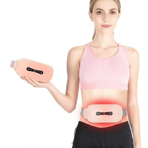 Rechargeable Heating Pad for Period Pain Relief, Electric Heat Pad with 3 Heat Levels and 3 Massage Modes, Portable Fast Warming Cramp Belt for Menstrual Pain, Gift for Women and Mothers