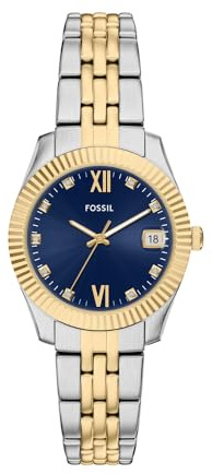 Fossil Scarlette Montre à Quartz pour Femme, 32 mm, Mouvement à Trois Aiguilles, Date avec Bracelet en Acier Inoxydable