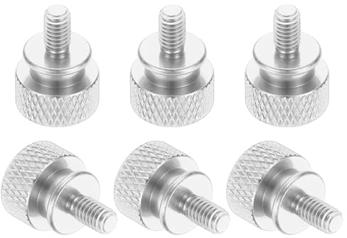 QUARKZMAN 6 Stück M4x8mm Rändel-Rändelschrauben Gehäuseschrauben Handschrauben für PC-Gehäuse, Aluminiumlegierung, Silber
