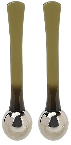Bonbela 2 Pièces Applicateur de Crème pour les Yeux Masseur à Bille en Alliage de Zinc et Cuillère à Crème pour les Soins des Yeux avec une Conception Hygiénique et une Sensation de