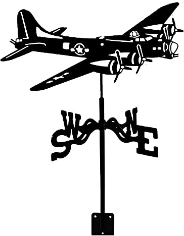 Girouette Décorative de Jardin avec Ornement d'avion de Combat - Indication de Direction - Outil de Mesure Professionnel à Planter pour Jardin Et Cour de Ferme