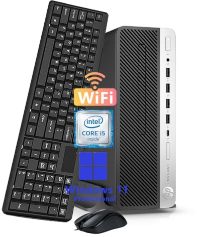 HP ProDesk 600 G3 SFF Desktop Computer PC, Intel Core i5-7500, 8GB RAM, 256GB SSD, WiFi, Bluetooth, US QWERTY Keyboard, Windows 11 Pro (Renewed)